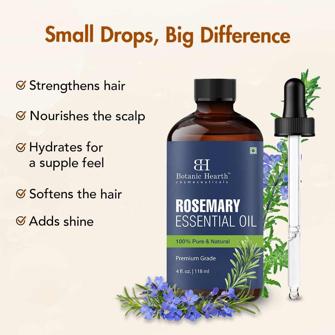 Rosemary Oil for Hair Growth 4 Fl Oz |100% Pure & Natural Premium Grade Essential Oils for Diffuser, Aromatherapy, Soap and Candle Making | for Hair Volume, Eyelash Care, Skin Care