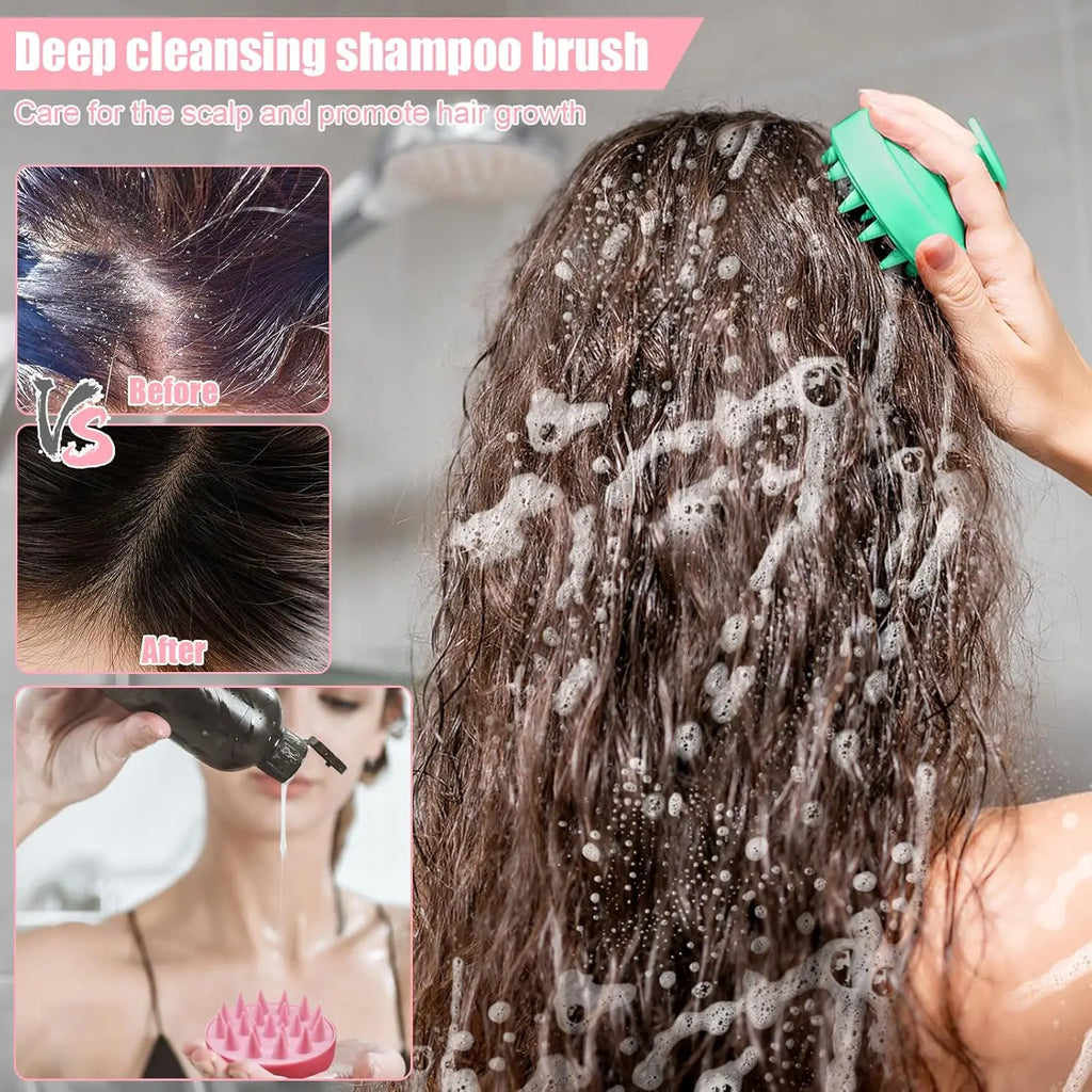 Scalp Massager Shampoo Brush, Soft Silicone Hair-Washing Brush for Deep Cleaning, Relaxing Scalp Massage & Hair Growth Care Shampoo Scrubber, Head Massagers