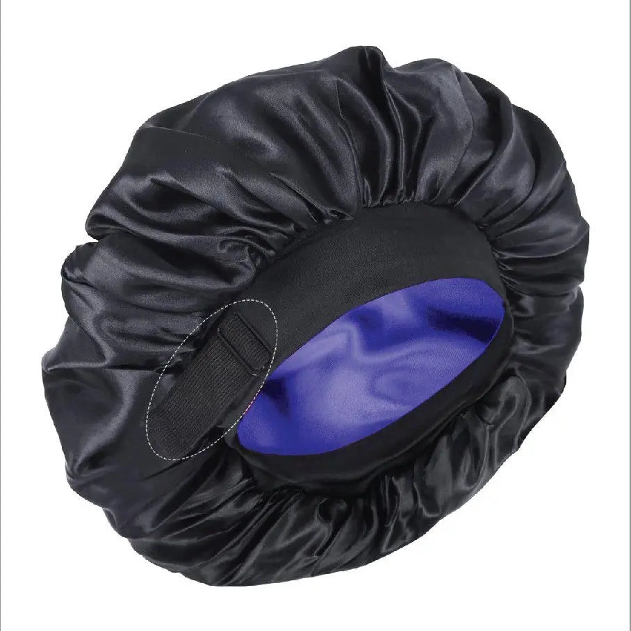 Silk for Sleeping Double Layer Satin Adjustable for Black Woman Sleep Cap Reversible Hair for Curly Hair (Blackandpurple) Love Lucy Bonnet Hats Daily Heatless Elastic Haircare