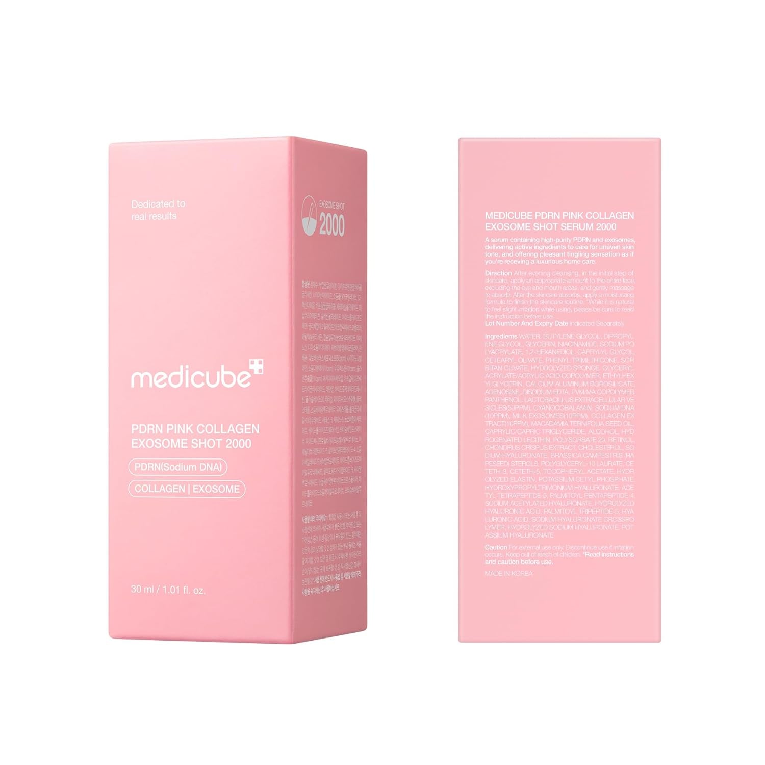 Exosome Shot PDRN Pink Collagen 2,000 PPM Spicule Facial Serum | Liquid Skin Booster | Exosome, Salmon DNA Spicules | Uneven Skin Tone, Pore Care, Skin Texture | Korean Skincare, 1.01 Fl.Oz