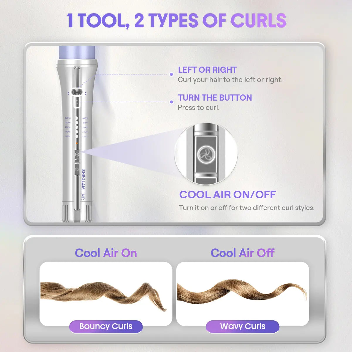 SHEGLAM HAIR One Touch Airflow Styler Pro | Auto Rotating Curling Iron | 1/1.25 Inch Curls | 360° Cooling Airflow | 5-Level Temps | anti Scald | Glosspro Ceramic Coating | Less Damage | Bouncy & Long Lasting Curls#Automatic Curling Iron #Girly Essentials