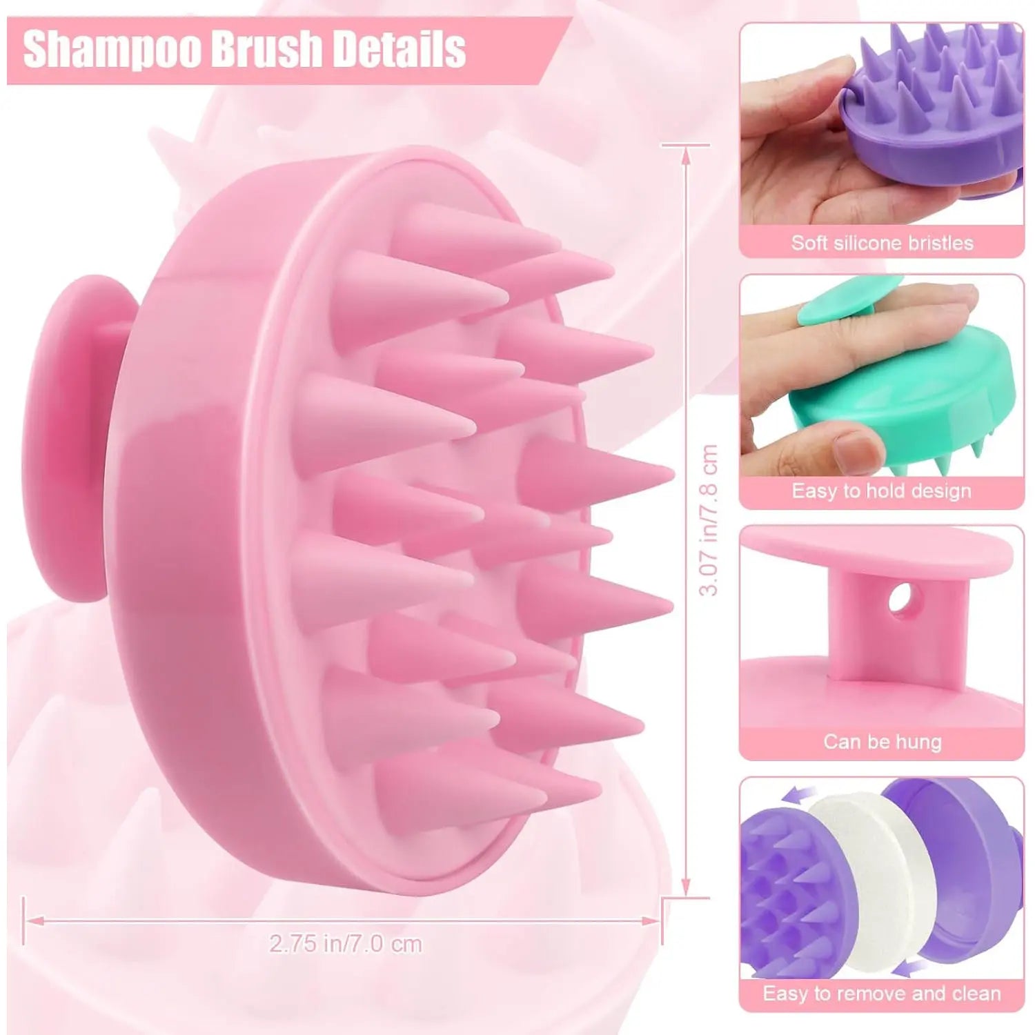 Scalp Massager Shampoo Brush, Soft Silicone Hair-Washing Brush for Deep Cleaning, Relaxing Scalp Massage & Hair Growth Care Shampoo Scrubber, Head Massagers