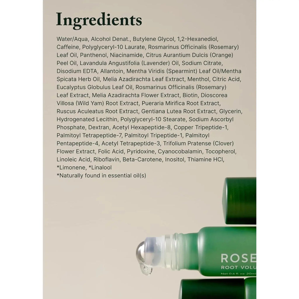 AROMATICA Rosemary Root Volumizing Scalp Serum, Hair Growth Serum Roll On, Caffeine 10,000Ppm & Rosemary Essential Oils 1,400 Ppm, Cooling Scalp Korean Hair Care, Silicon/Paraben/Sulfate‑Free (0.67Oz)